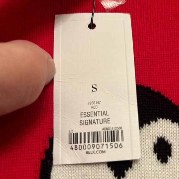 CROWN & IVY Christmas sweater, red/white with penguin, sz S - Picture 6 of 8